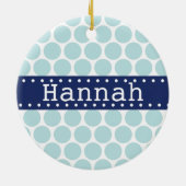 Light Blue Polka Dot Pattern Blue Banner Keramikornament (Hinten)