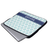 Light Blue Polka Dot Pattern Blue Banner Laptopschutzhülle (Vorne Knopf)