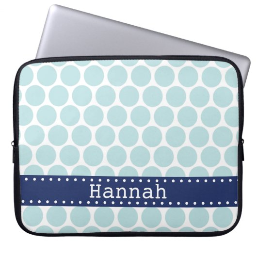 Light Blue Polka Dot Pattern Blue Banner Laptopschutzhülle (Vorderseite)