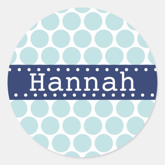 Light Blue Polka Dot Pattern Blue Banner Runder Aufkleber (Vorderseite)