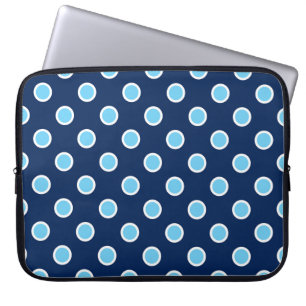 Light Blue Polka Dots auf dunkelblauem Laptop-Sieb Laptopschutzhülle