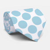 Light Blue Polka Dots on White Custom Necktie Krawatte (Gerollt)
