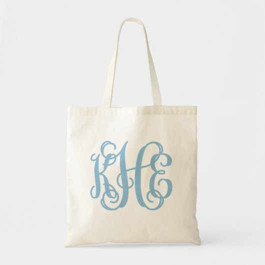Light Blue Preppy Script Monogram - KHE Tragetasche (Vorne)
