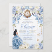 Light Blue Princess Sweet 16 Aschenella V2 Einladung (Vorderseite)