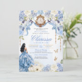 Light Blue Princess Sweet 16 Aschenella V2 Einladung (Stehend Vorderseite)