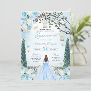 Light Blue Princess Verzauberter Garten Quinceaner Einladung