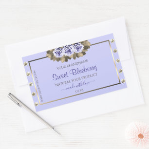 Light Blue Product Labels Blue Rose Gold Jewels Rechteckiger Aufkleber