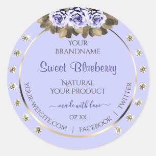 Light Blue Product Labels Blue Rose Gold Jewels Runder Aufkleber