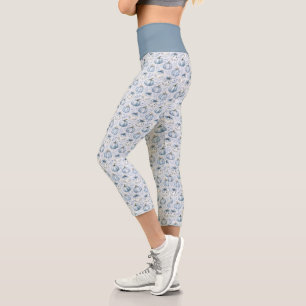 Light Blue PumpkinPattern - Capri Leggings