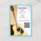 Light Blue QR Code Music Teacher Acoustic Guitar Visitenkarte (Vorderseite)