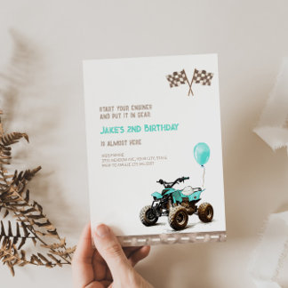 Light Blue Quad Bike Einladung zum Geburtstag
