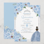 Light Blue Quinceanera Aschenella Princess Quince Einladung (Vorne/Hinten)