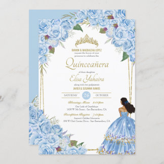Light Blue Quinceanera Elegante Dress Rose Florenz Einladung
