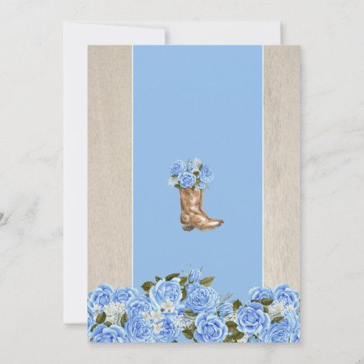 Light Blue Quinceanera Elegante Rose Western Charr Einladung (Rückseite)