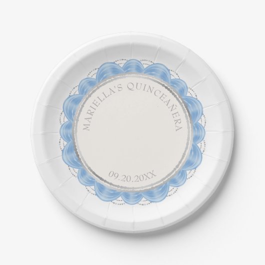 Light Blue Quinceanera Pappteller (Vorderseite)