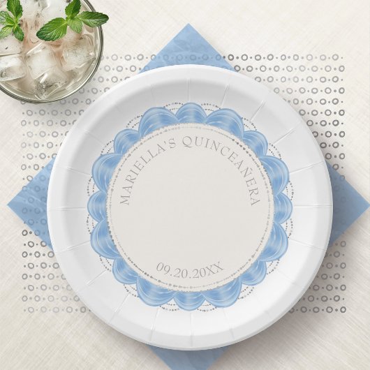 Light Blue Quinceanera Pappteller