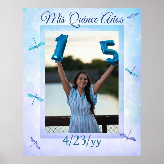 Light Blue Quinceañera Party Poster (Vorne)