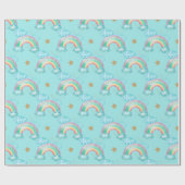 Light Blue Rainbow Pattern Geschenkpapier (Flach)