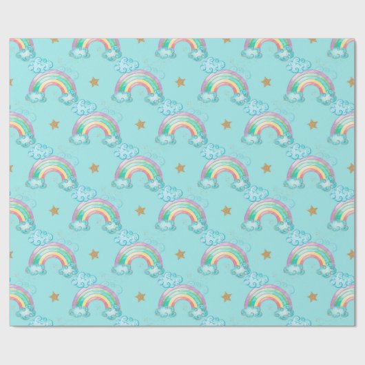 Light Blue Rainbow Pattern Geschenkpapier (Flach)