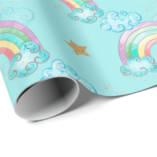 Light Blue Rainbow Pattern Geschenkpapier (Rolleneckpunkt)