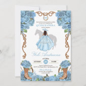 Light Blue Ranchero Charro Quinceanera Einladung (Vorderseite)
