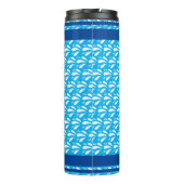 Light Blue Retro Pattern Canoe Otter Individuelle  Thermosbecher (Rückseite)