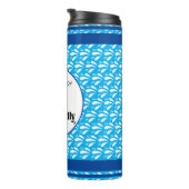 Light Blue Retro Pattern Canoe Otter Individuelle  Thermosbecher (Nach rechts gedreht)
