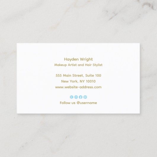 Light Blue Retro Script Stars Business Card Visitenkarte (Rückseite)