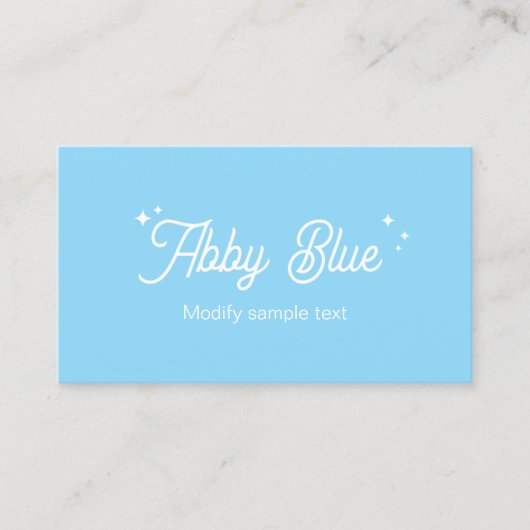 Light Blue Retro Script Stars Business Card Visitenkarte (Vorderseite)