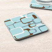 Light Blue Retro Squares Cork Untersetzer (Linke Seite)