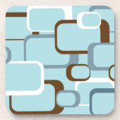 Light Blue Retro Squares Cork Untersetzer (Vorderseite)