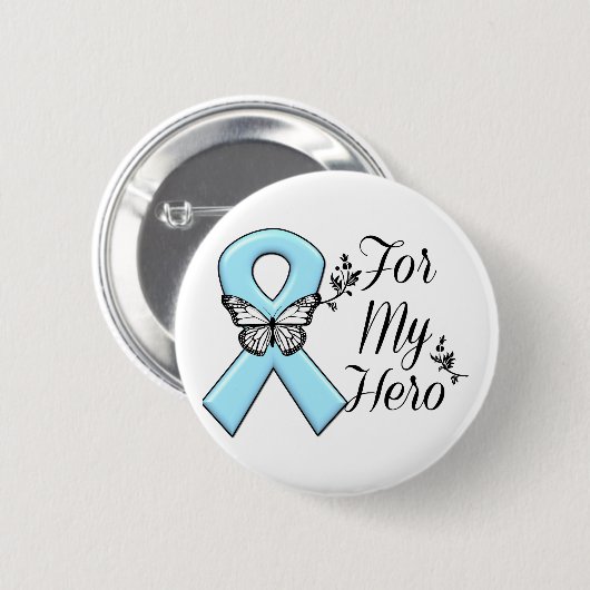 Light Blue Ribbon für meinen Helden Button (Vorne & Hinten)
