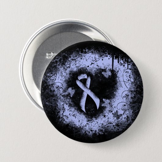 Light Blue Ribbon Grunge Herz Button (Vorne & Hinten)
