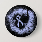 Light Blue Ribbon Grunge Herz Button (Vorderseite)