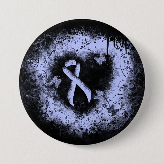 Light Blue Ribbon Grunge Herz Button (Vorderseite)