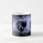 Light Blue Ribbon Grunge Herz Kaffeetasse (Mittel)
