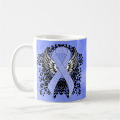 Light Blue Ribbon mit Flügeln Kaffeetasse (Links)