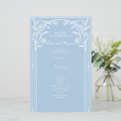 Light Blue Romance und Vintage Wedding Programme (Stehend Vorderseite)