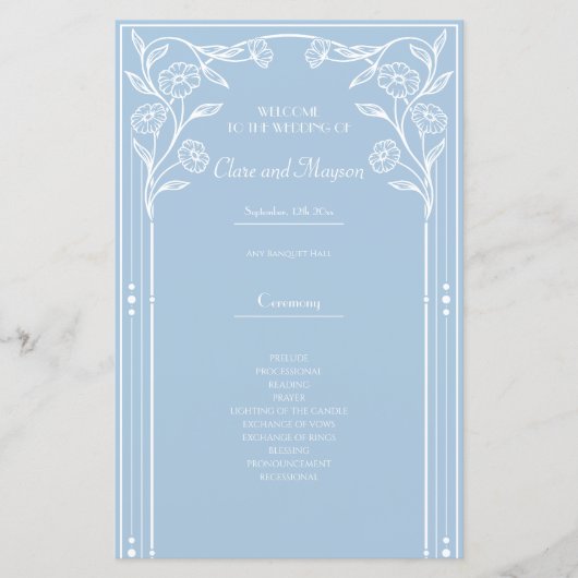 Light Blue Romance und Vintage Wedding Programme (Vorderseite)