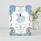 Light Blue Rose Boots Charro Vestidos Quinceanera Einladung (Stehend Vorderseite)