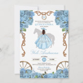 Light Blue Rose Charra Quinceanera Einladung (Vorderseite)