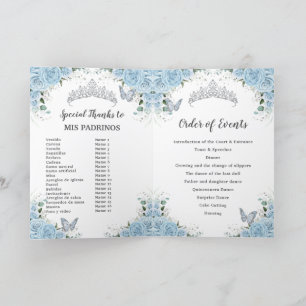 Light Blue Rose Floral Quinceñera Orden der Verans Programm