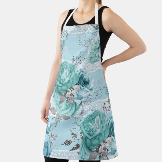 Light Blue Rose Lace Luxury Schürze (InSitu)