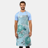 Light Blue Rose Lace Luxury Schürze (Getragen)