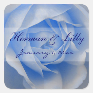 Light Blue Rose Personalisiert Wedding Quadratischer Aufkleber