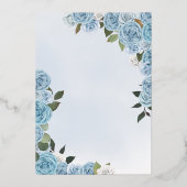 Light Blue Rose Princess Quinceanera Real Gold Folieneinladung (Rückseite)