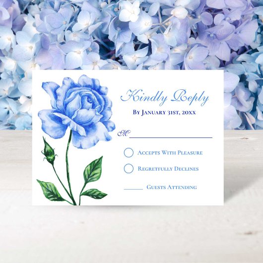 Light Blue Rose Quinceñera Response Card RSVP Karte