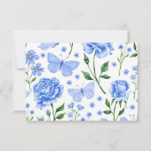 Light Blue Rose Quinceñera Response Card RSVP Karte (Rückseite)