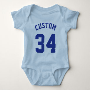 Light Blue & Royal Baby Sports Jersey Design Strampler