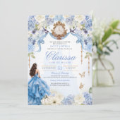 Light Blue Royal Princess 16 . Geburtstag Birthday Einladung (Stehend Vorderseite)